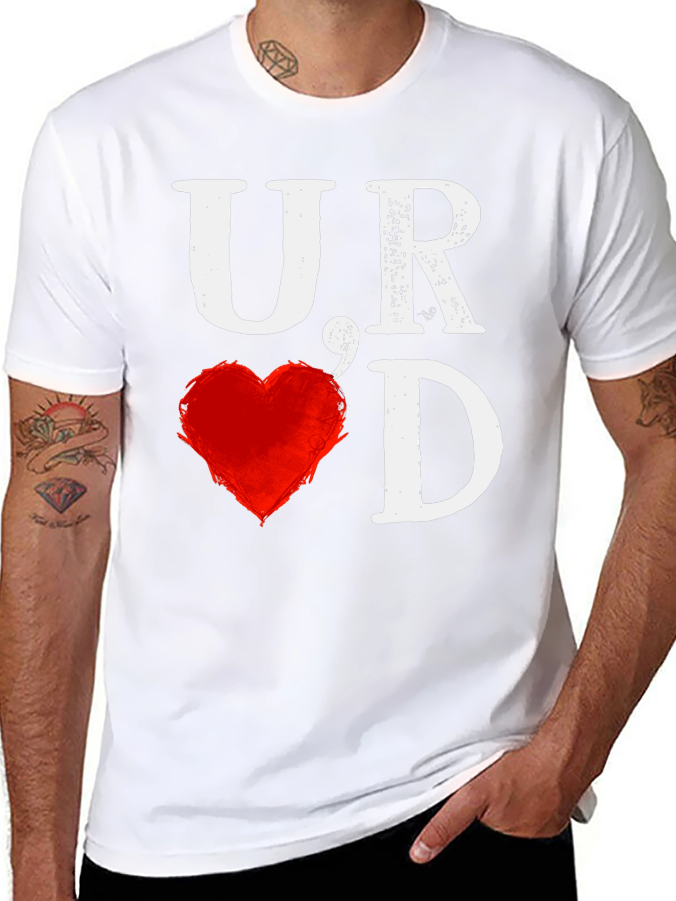 UR Loved T-Shirt - Black with Heart Graphic