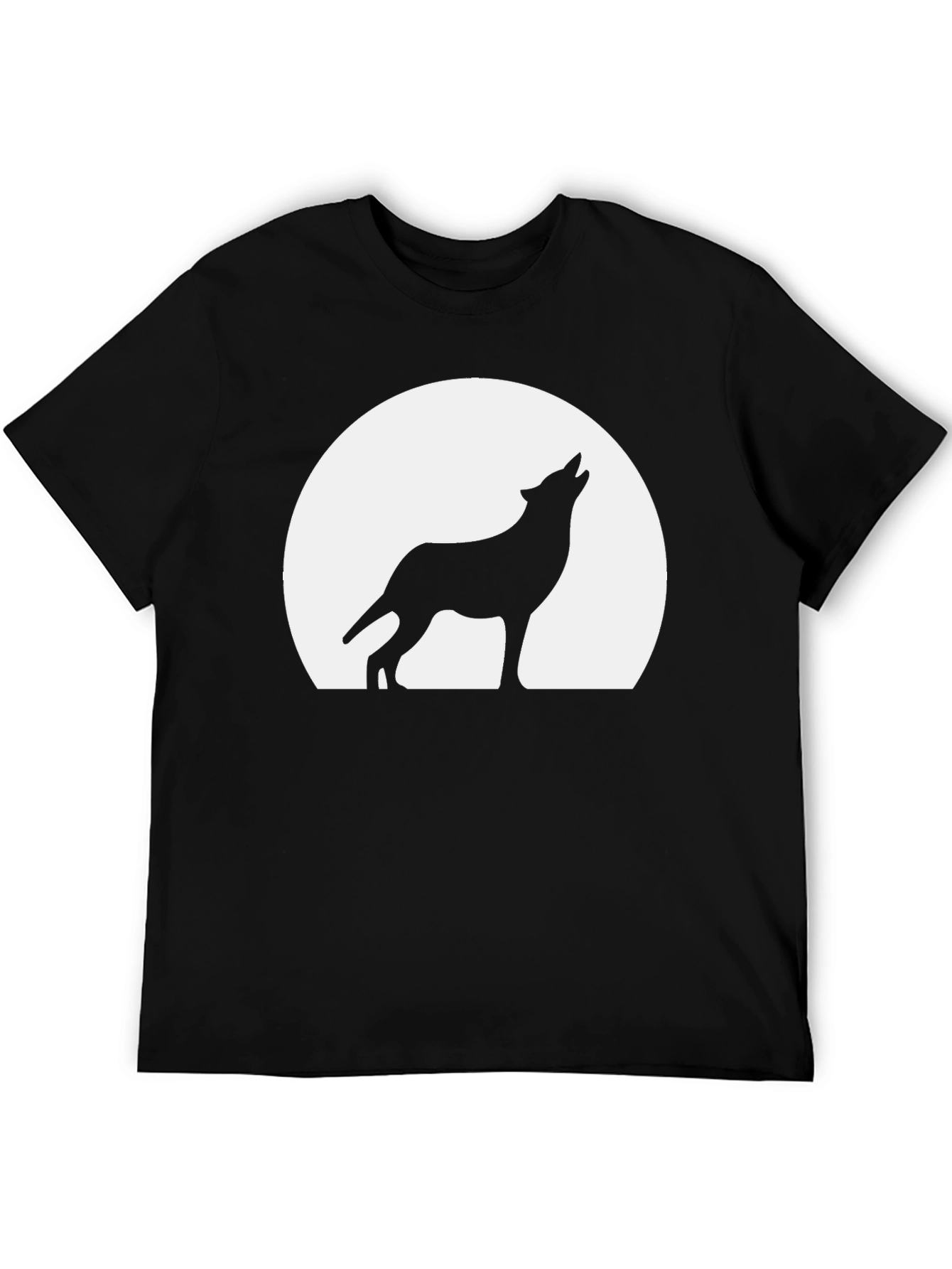 Wolf Howling at the Moon T-Shirt - Black