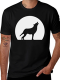 Wolf Howling at the Moon T-Shirt - Black
