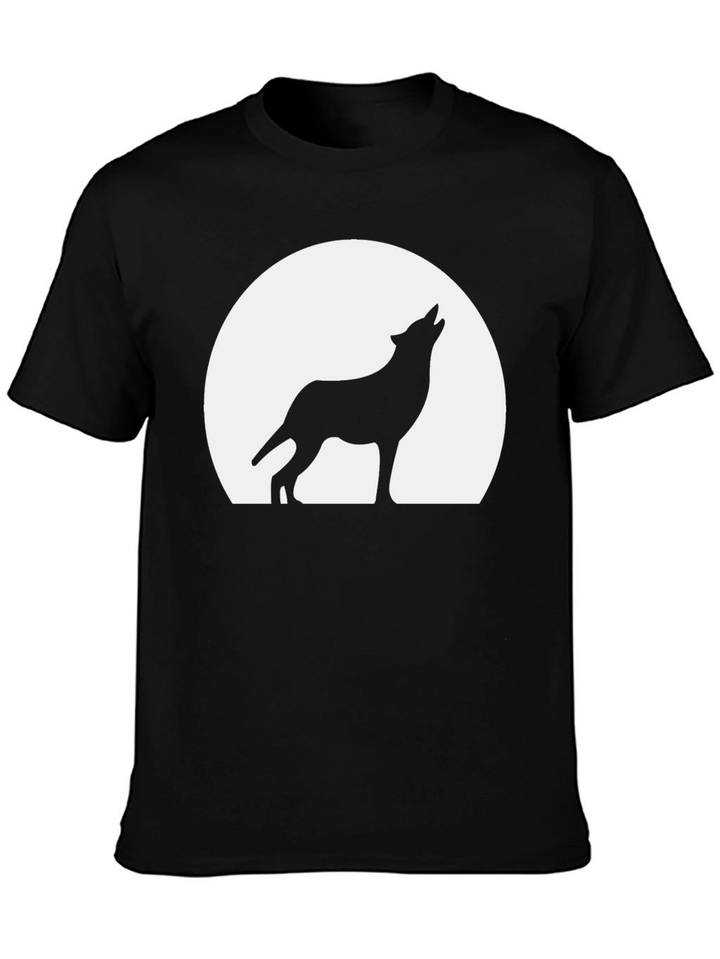 Wolf Howling at the Moon T-Shirt - Black