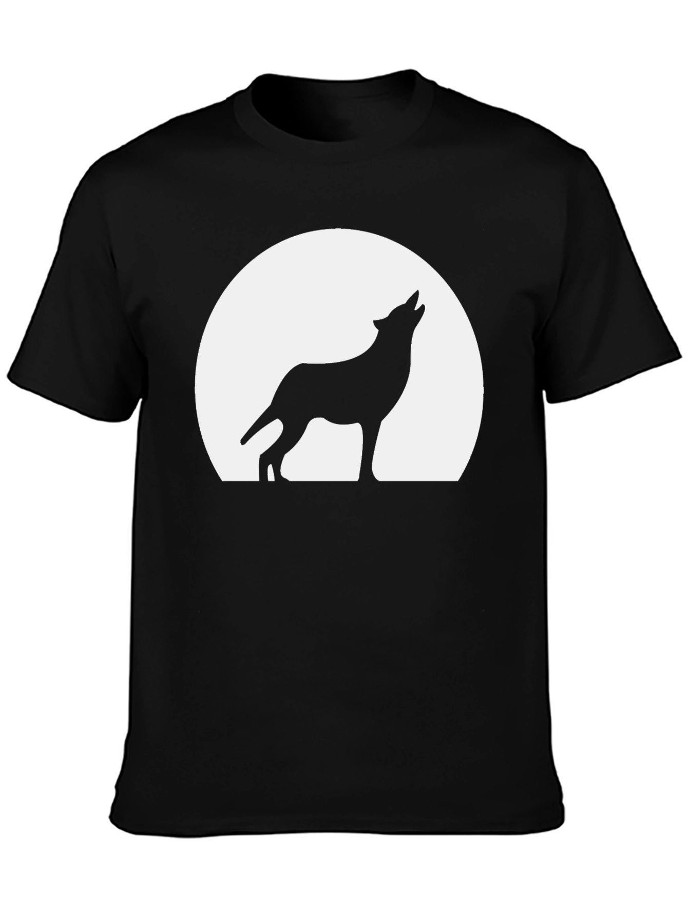 Wolf Howling at the Moon T-Shirt - Black