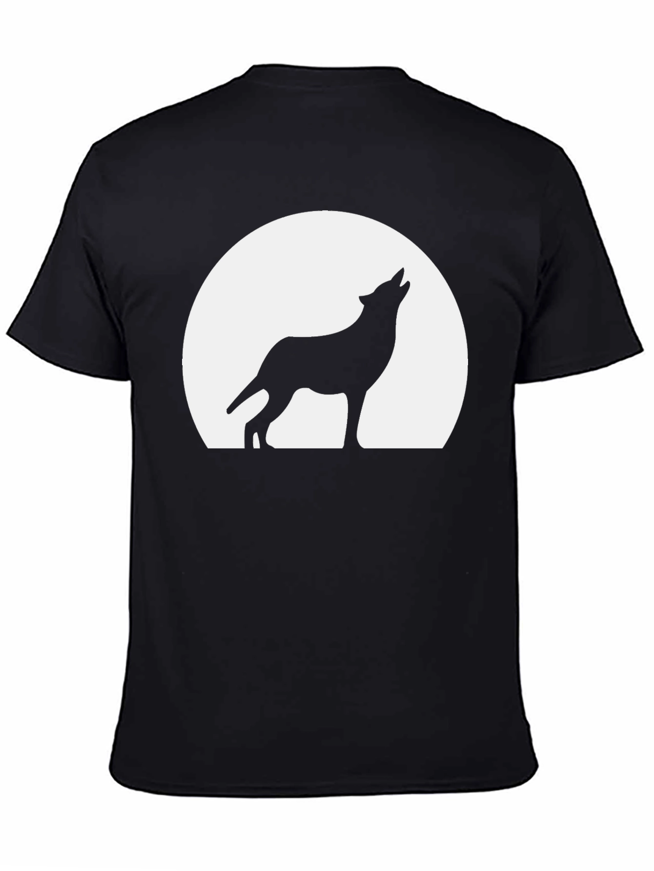 Wolf Howling at the Moon T-Shirt - Black