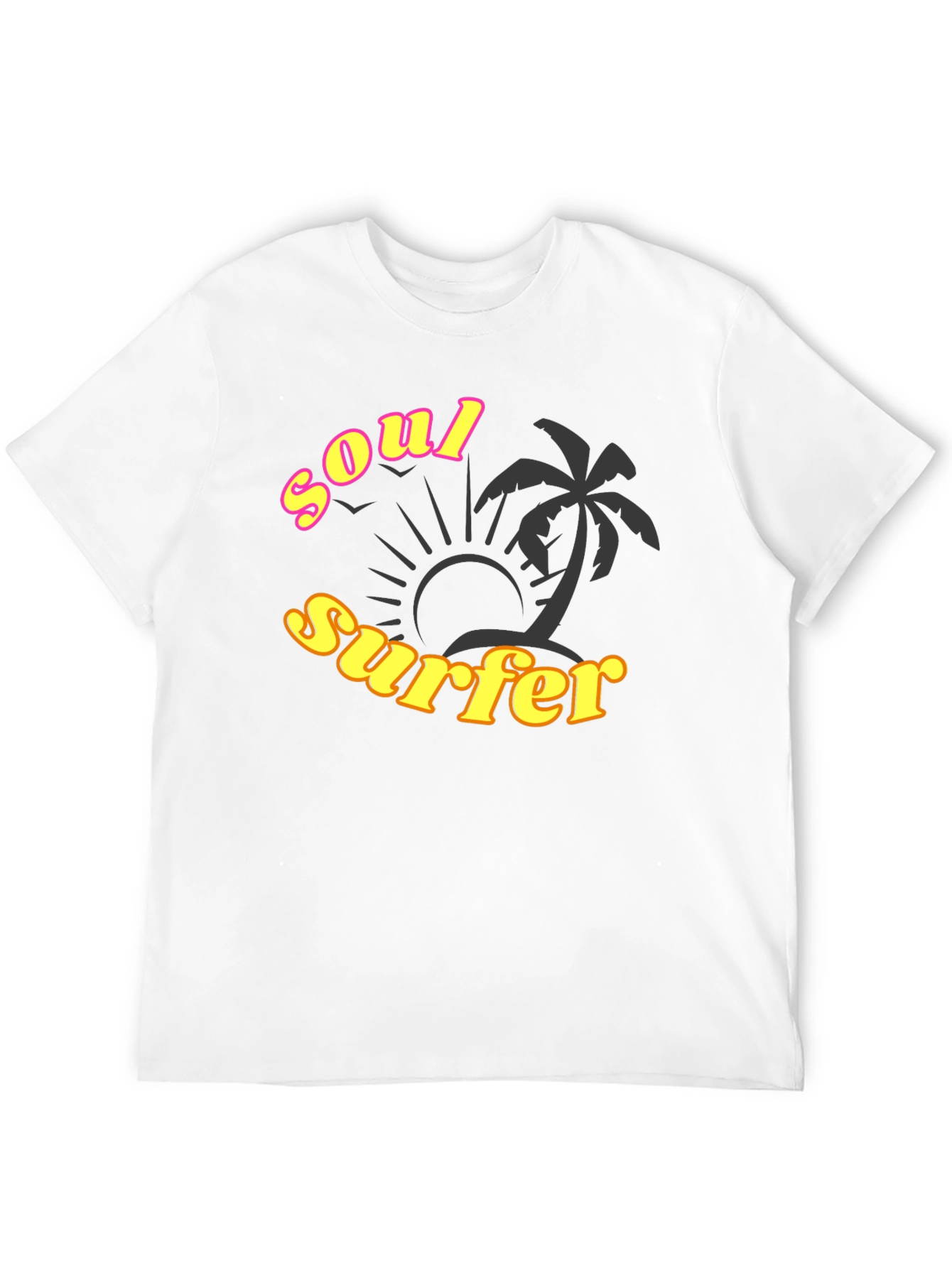 Soul Surfer Black T-Shirt with Palm Tree Design