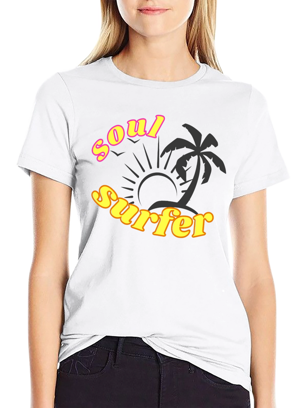 Soul Surfer Black T-Shirt with Palm Tree Design