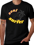 Soul Surfer Black T-Shirt with Palm Tree Design
