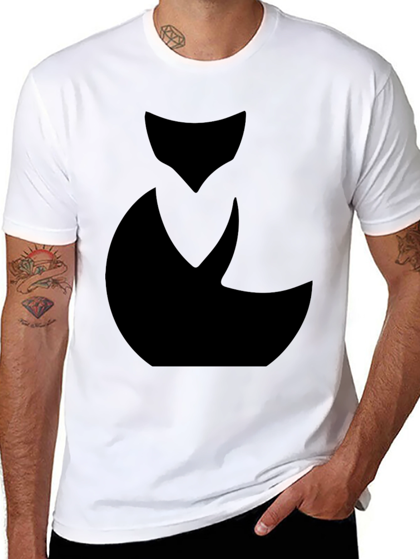Abstract Black Cat Graphic Tee - Mens