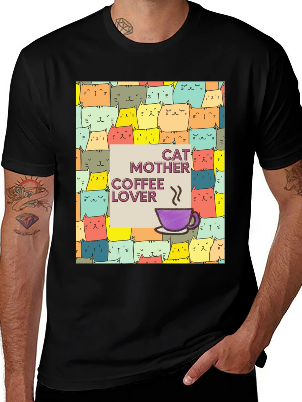 Cat Mother Coffee Lover Graphic T-Shirt