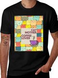 Cat Mother Coffee Lover Graphic T-Shirt