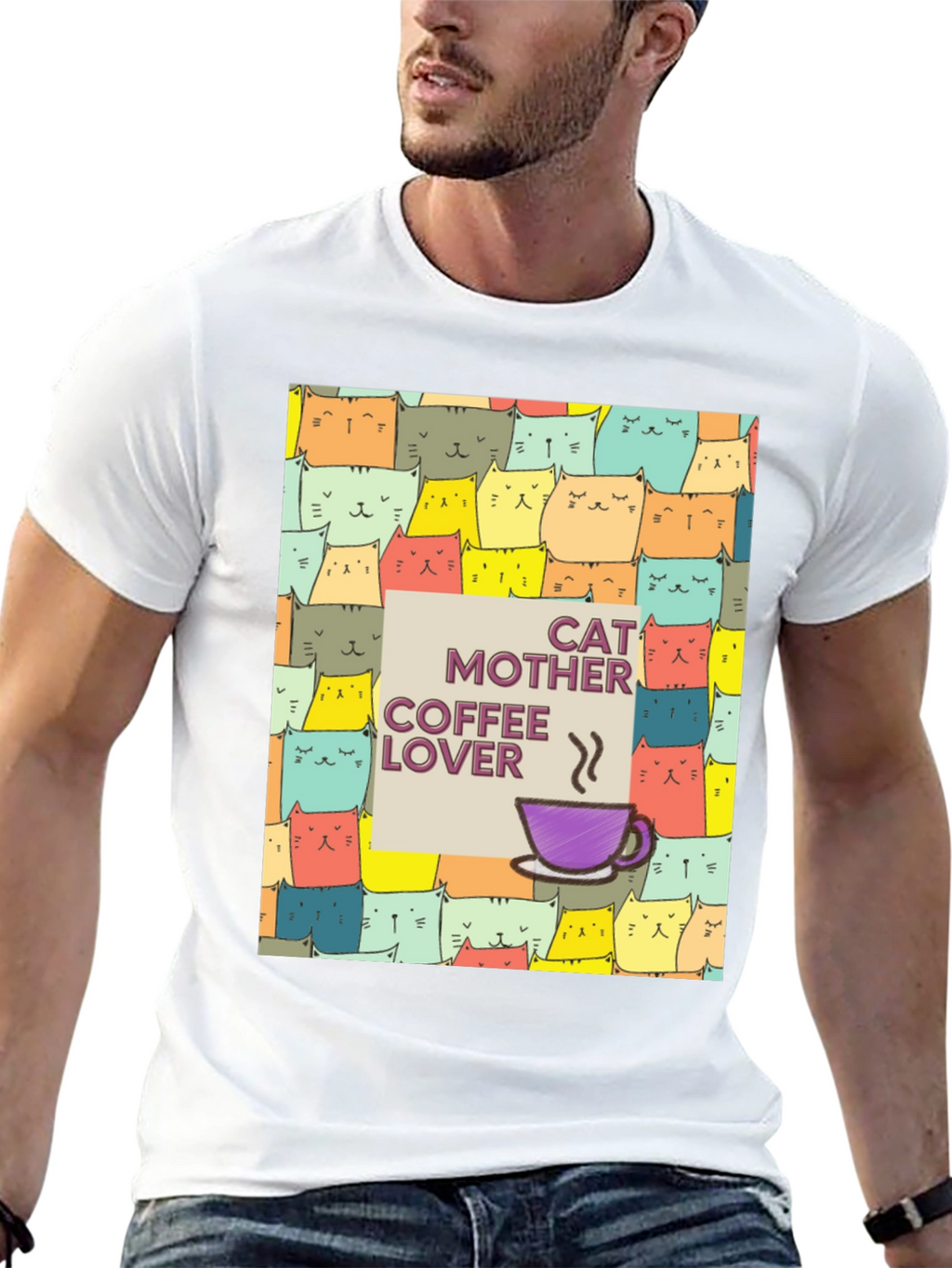 Cat Mother Coffee Lover Graphic T-Shirt