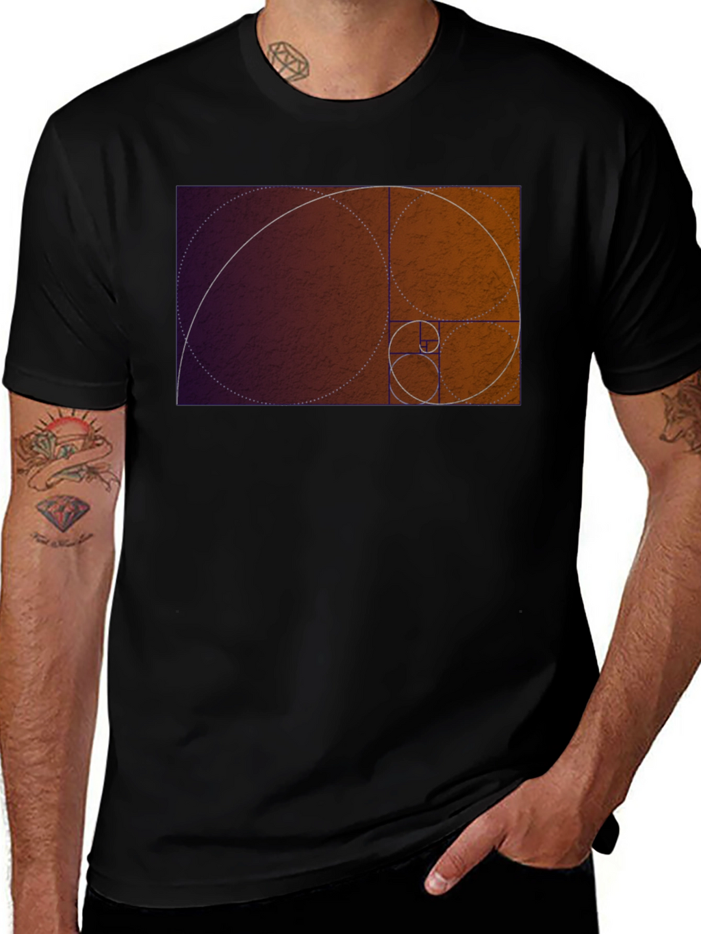 Golden Ratio Spiral Graphic Tee - Black