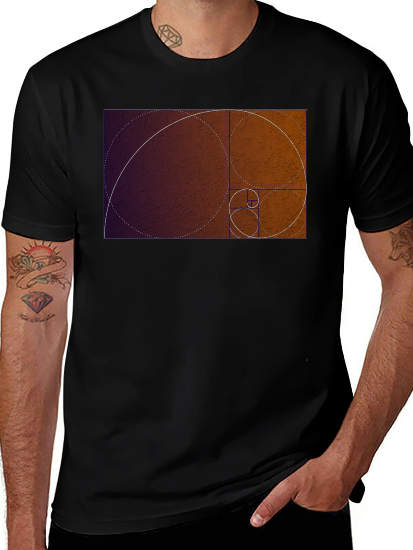 Golden Ratio Spiral Graphic Tee - Black