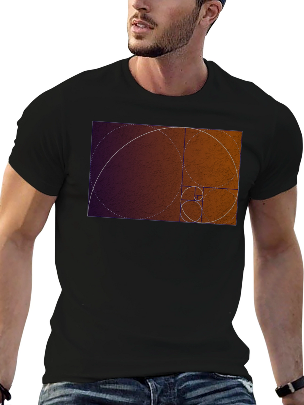 Golden Ratio Spiral Graphic Tee - Black