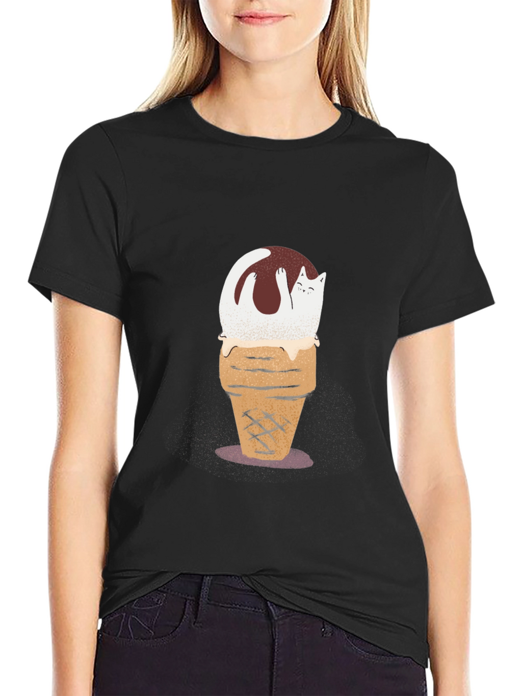 Cat Ice Cream Cone Graphic Tee
