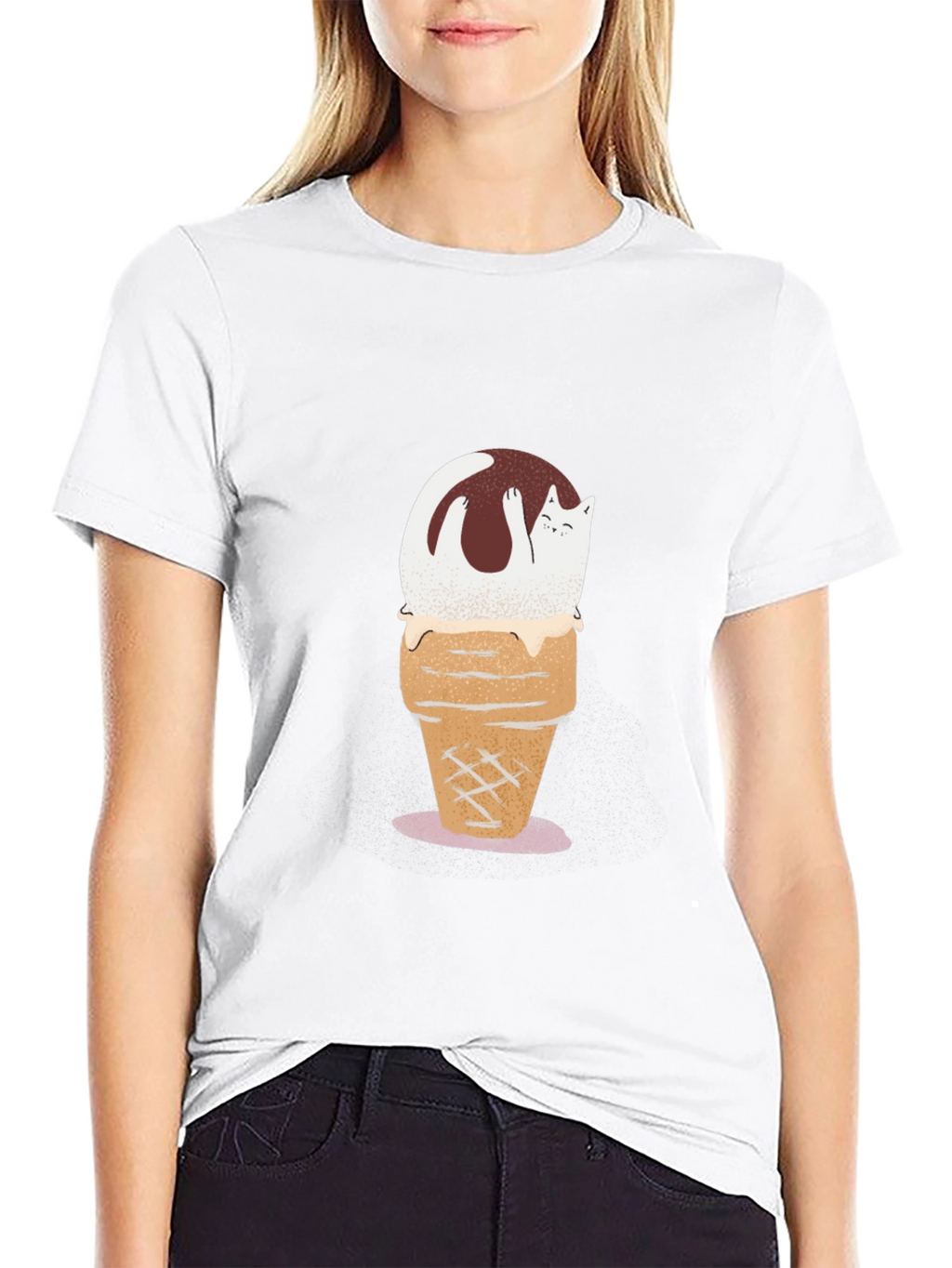 Cat Ice Cream Cone Graphic Tee