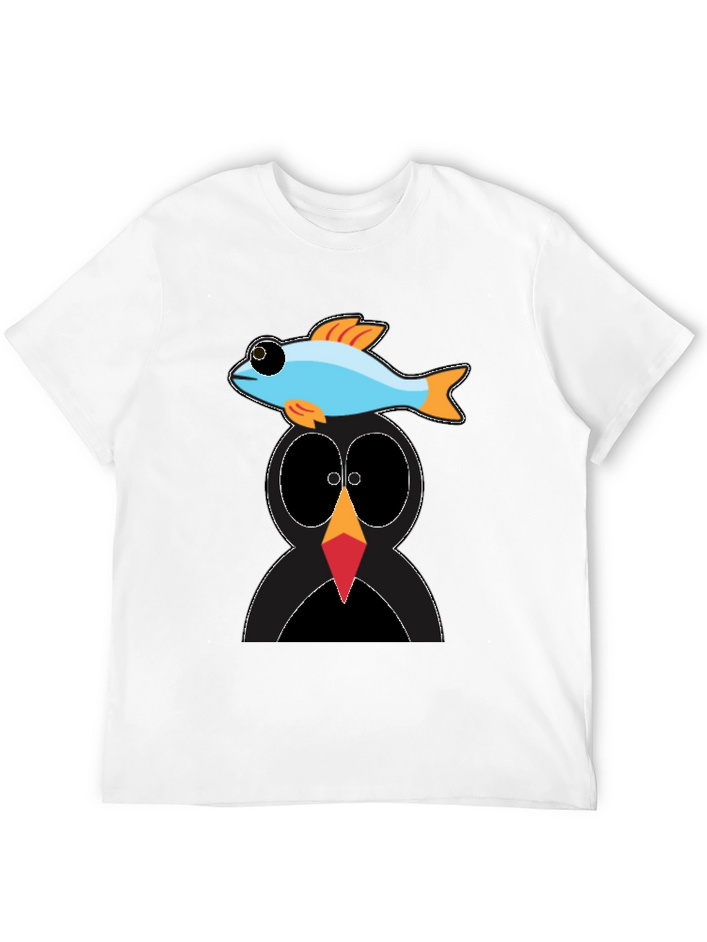 Penguin Fish Graphic Tee - Unique Cartoon T-Shirt