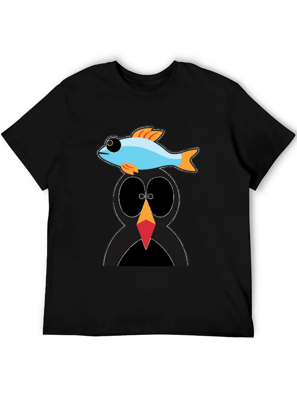 Penguin Fish Graphic Tee - Unique Cartoon T-Shirt
