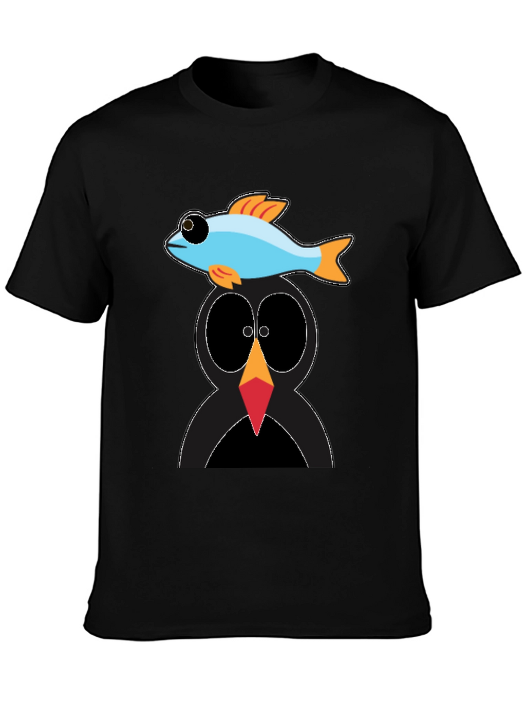 Penguin Fish Graphic Tee - Unique Cartoon T-Shirt