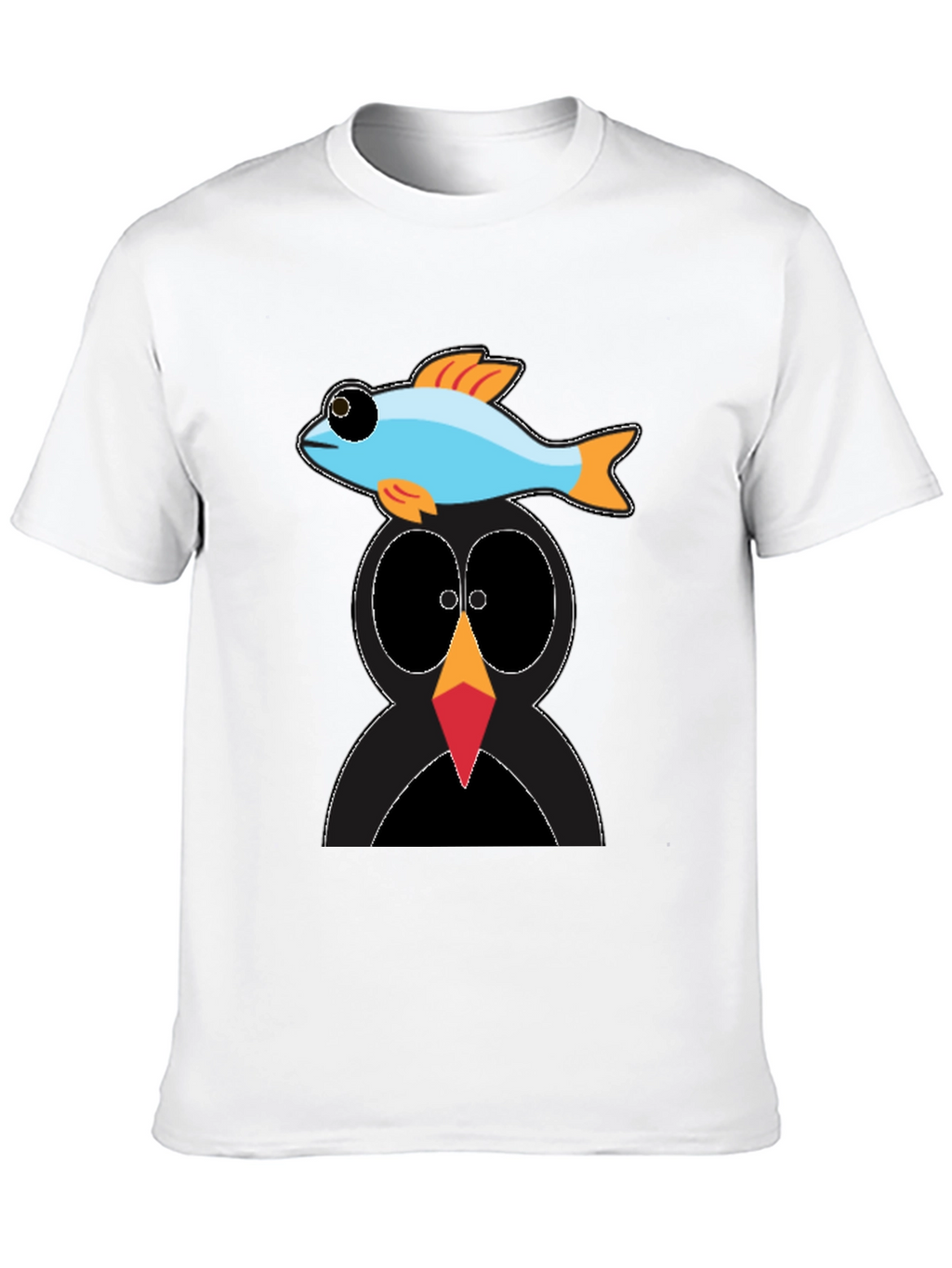 Penguin Fish Graphic Tee - Unique Cartoon T-Shirt
