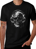 Skull Headphones Graphic T-Shirt - Black