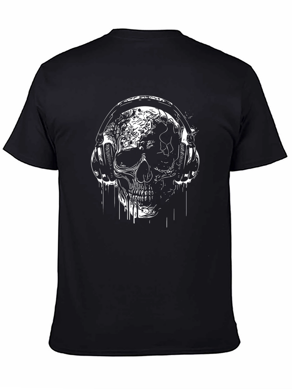 Skull Headphones Graphic T-Shirt - Black
