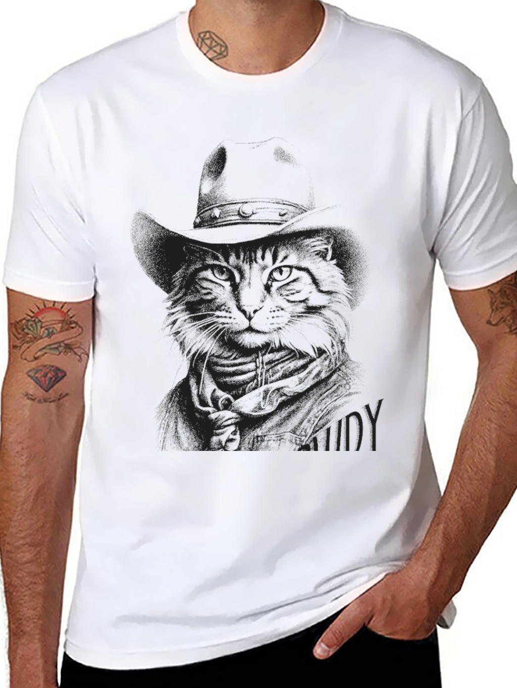 Black Cat in Hat T-Shirt - Unique Graphic Tee