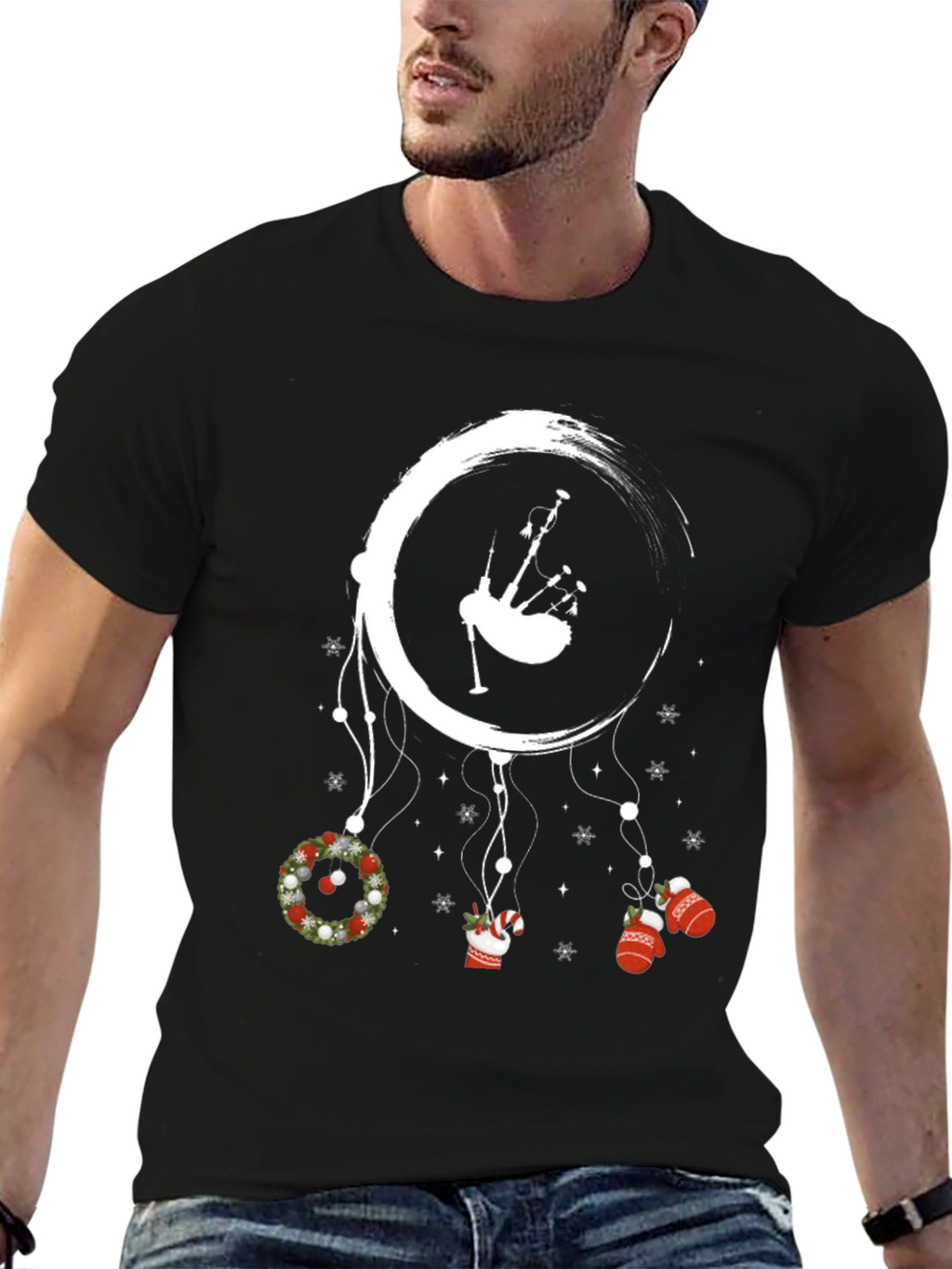 Christmas Bagpipe Dreamcatcher Graphic Tee
