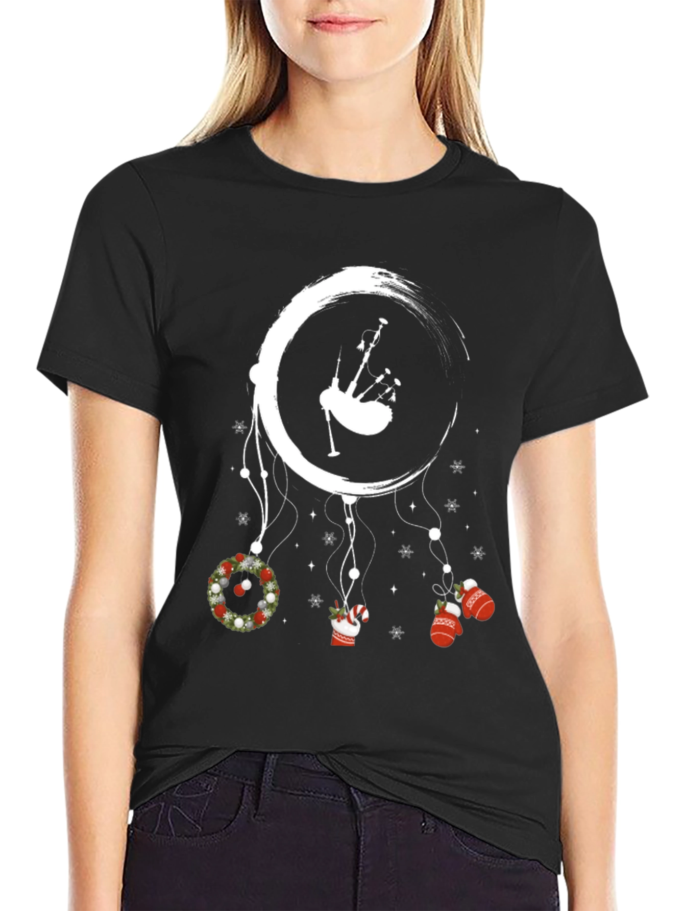 Christmas Bagpipe Dreamcatcher Graphic Tee