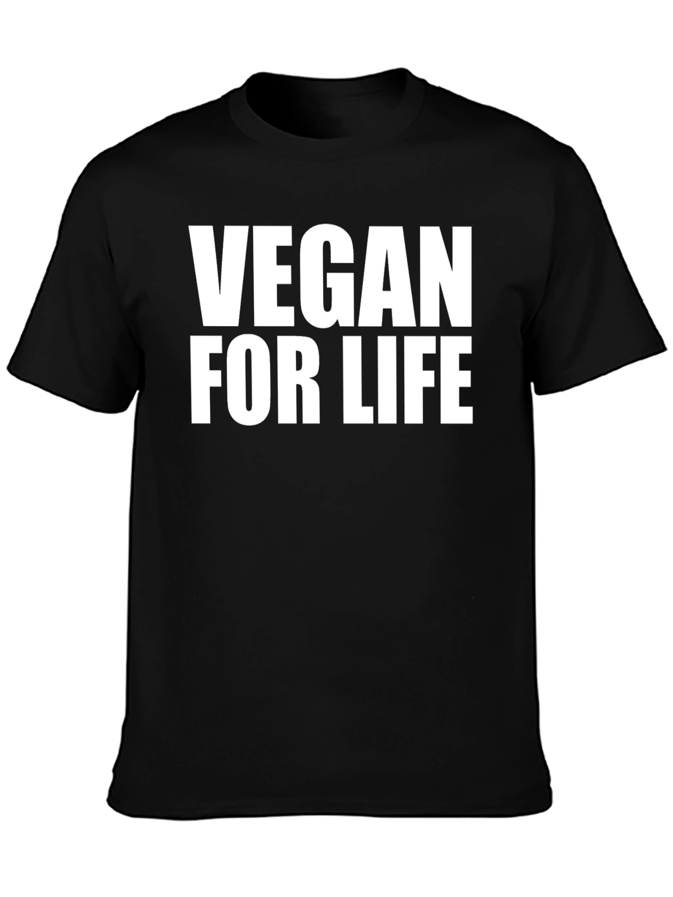 Vegan For Life T-Shirt - Black Crew Neck Tee