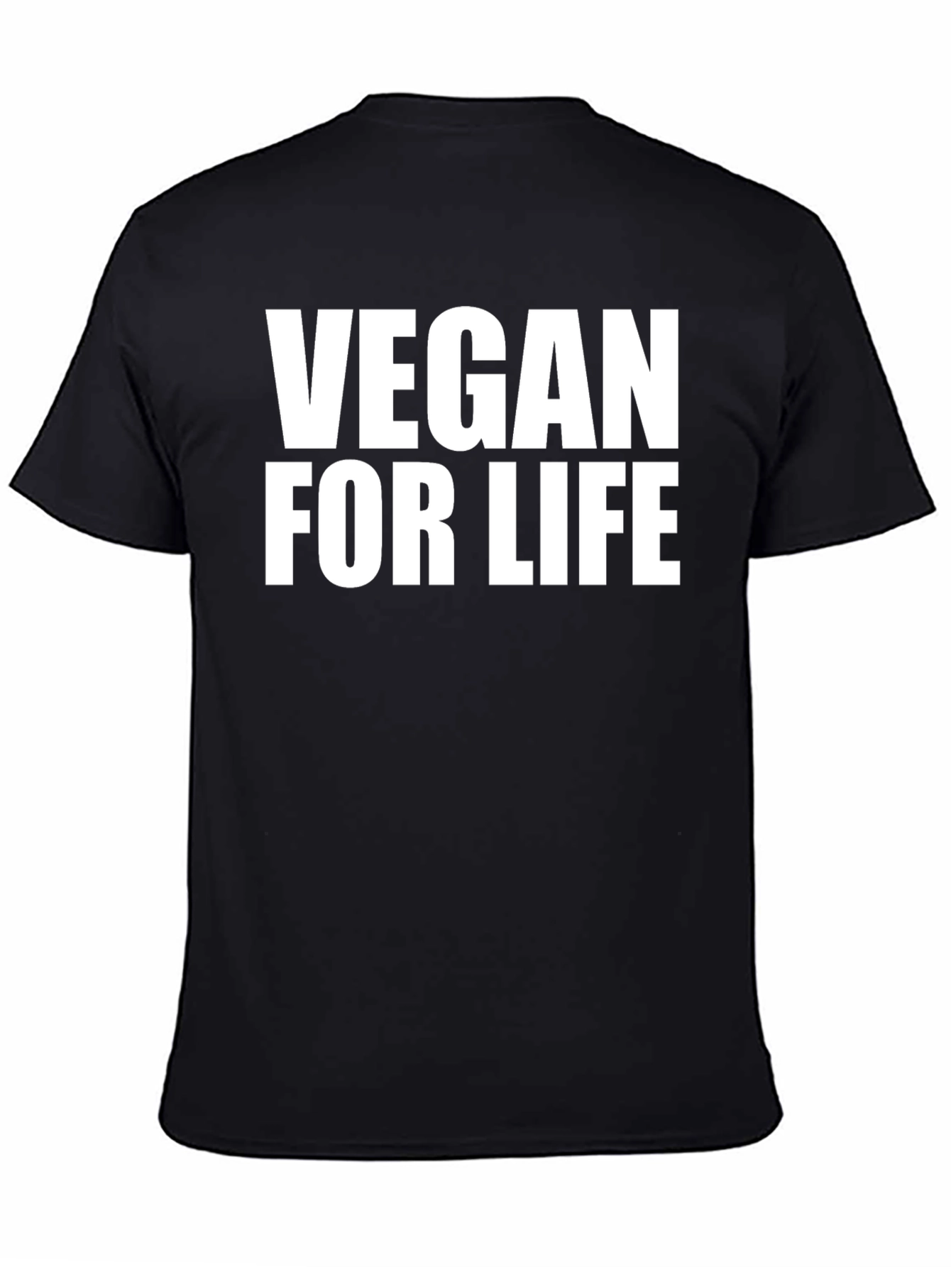 Vegan For Life T-Shirt - Black Crew Neck Tee