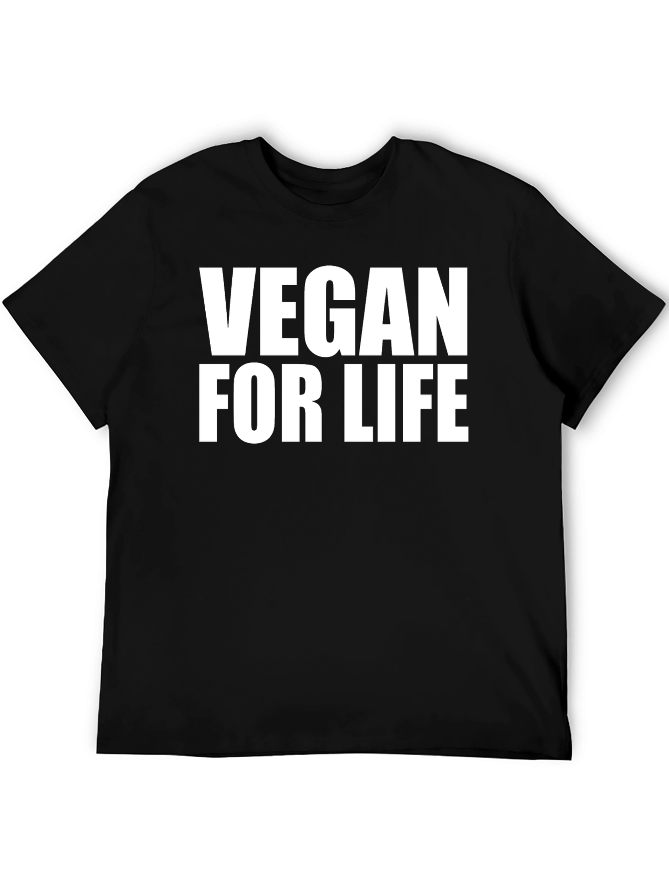 Vegan For Life T-Shirt - Black Crew Neck Tee