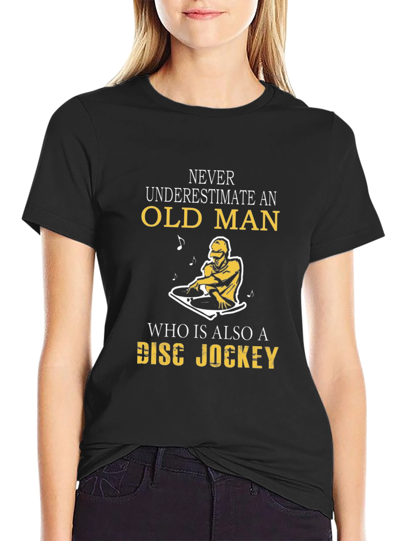 Old Man Disc Jockey T-Shirt - Black