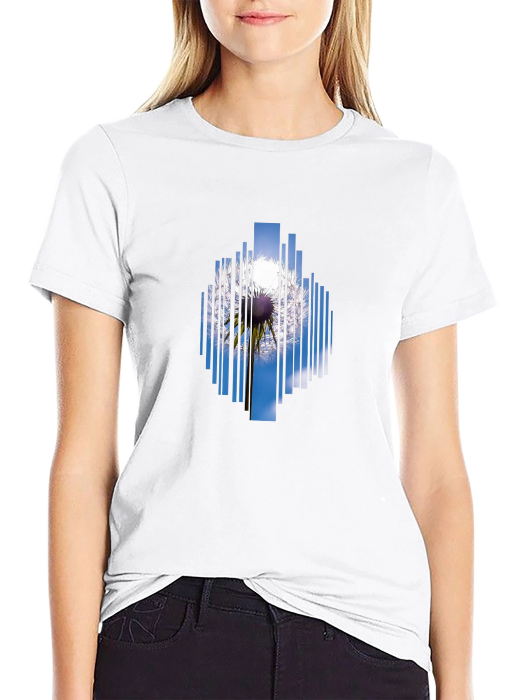 Geometric Dandelion Graphic Black T-Shirt