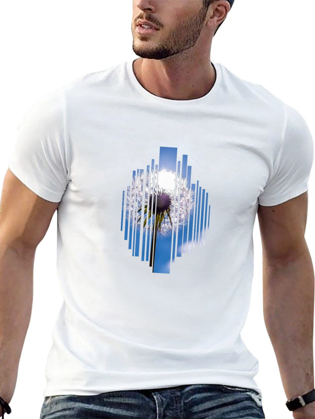 Geometric Dandelion Graphic Black T-Shirt