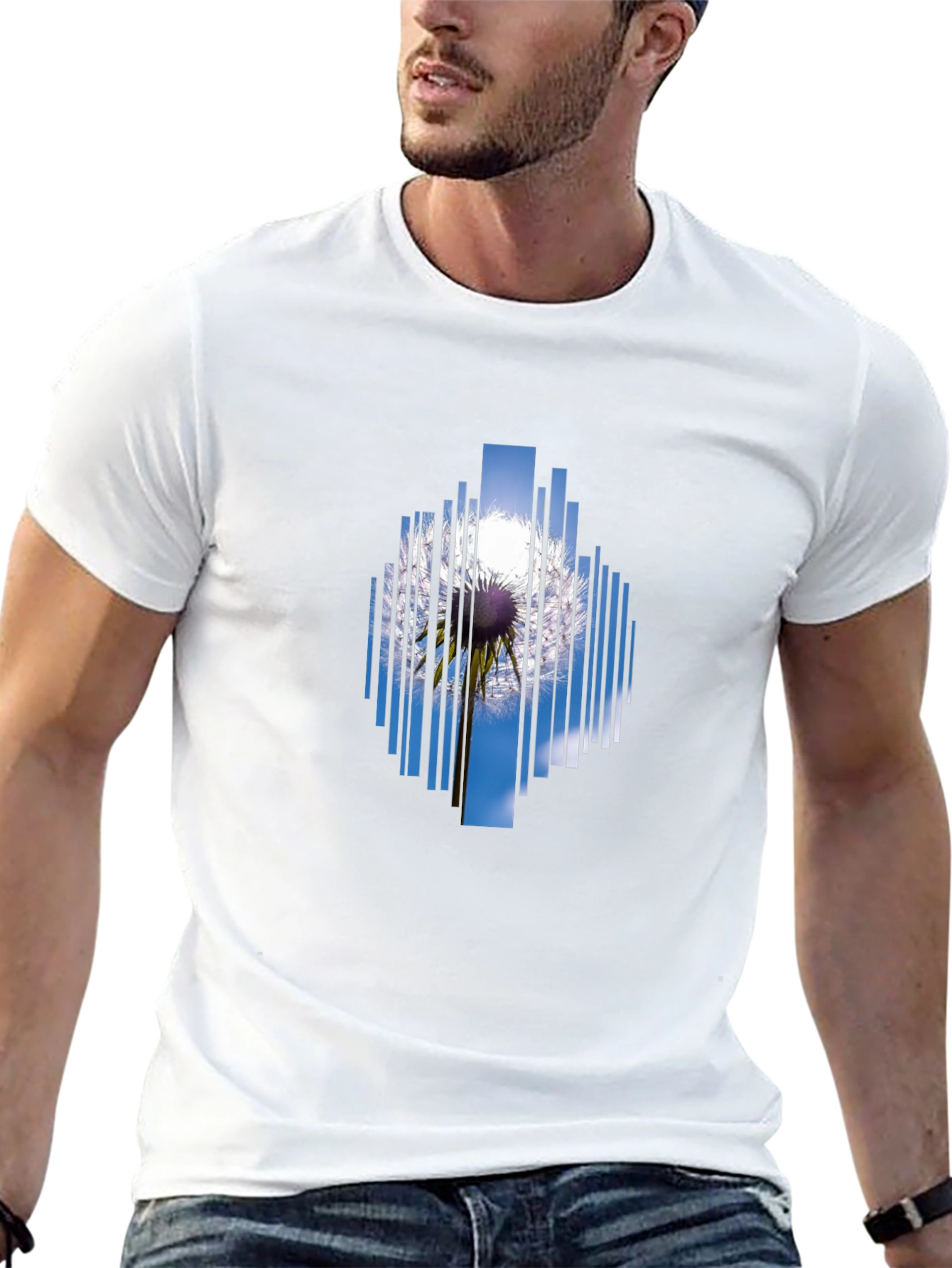 Geometric Dandelion Graphic Black T-Shirt
