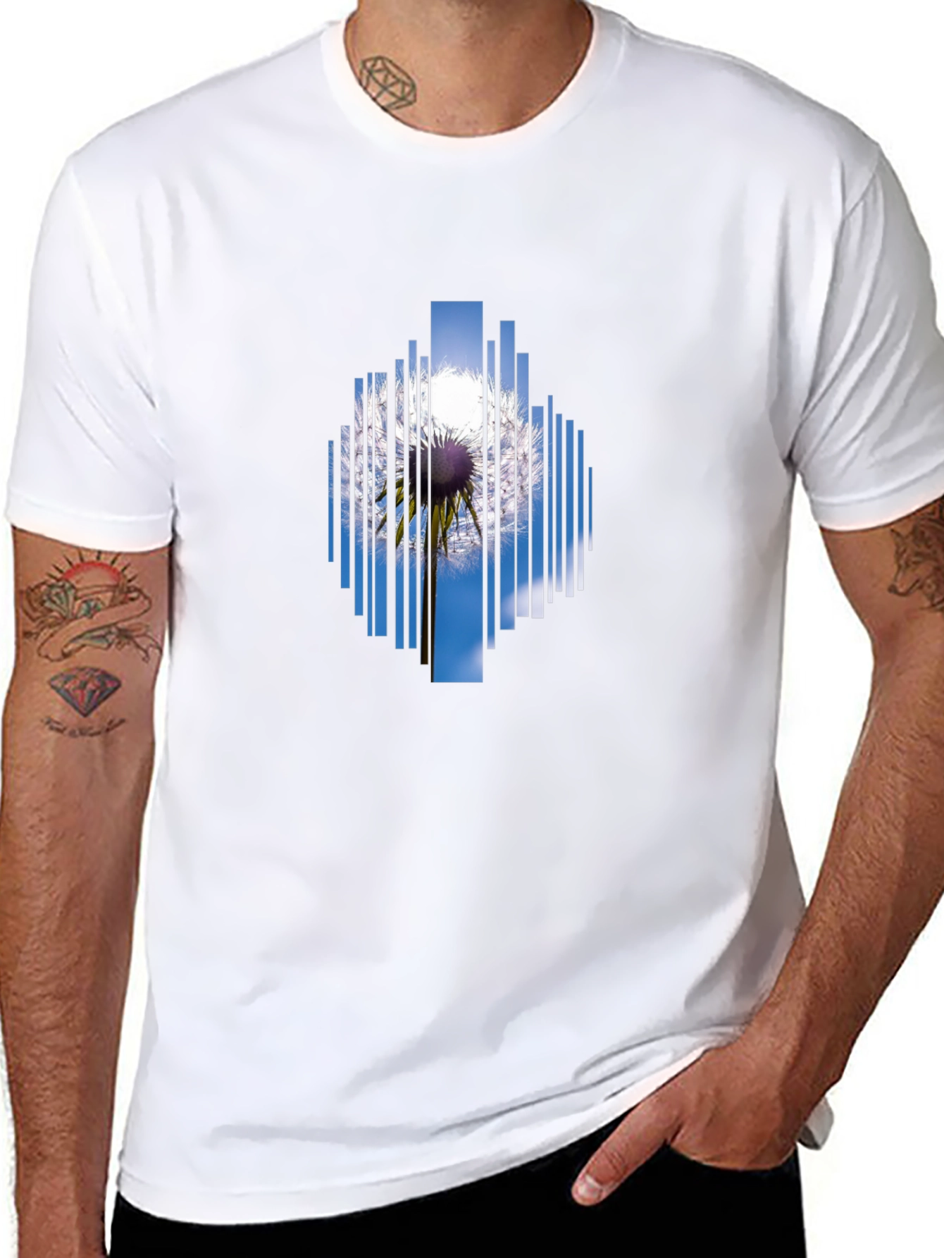 Geometric Dandelion Graphic Black T-Shirt