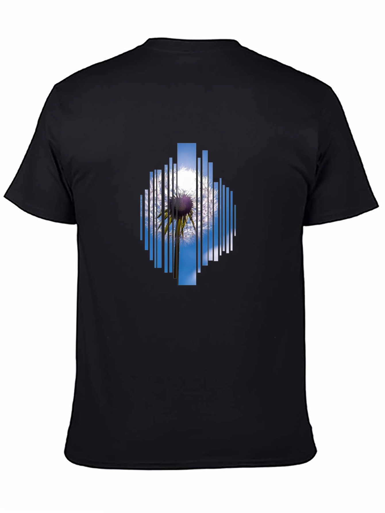 Geometric Dandelion Graphic Black T-Shirt