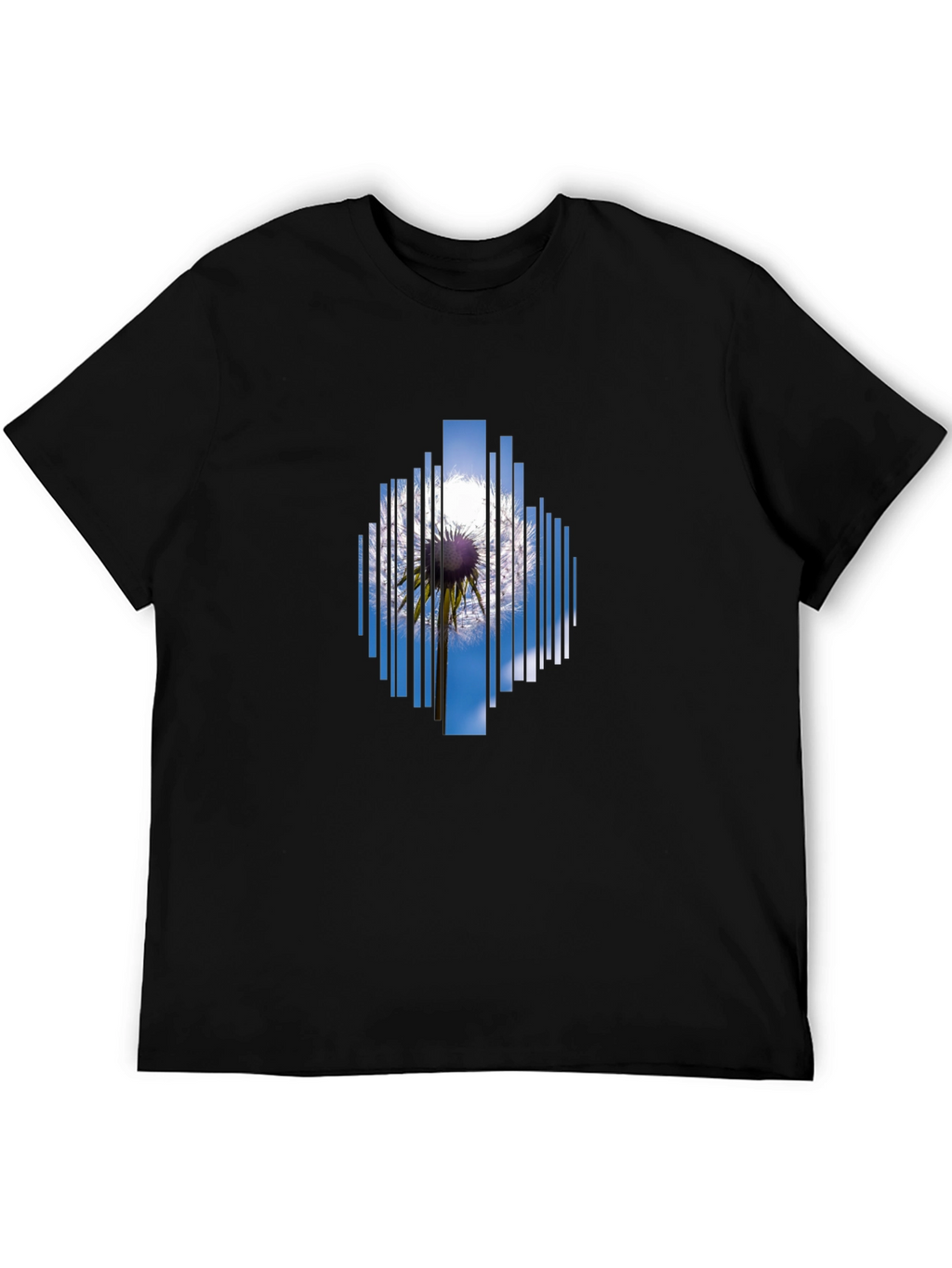 Geometric Dandelion Graphic Black T-Shirt