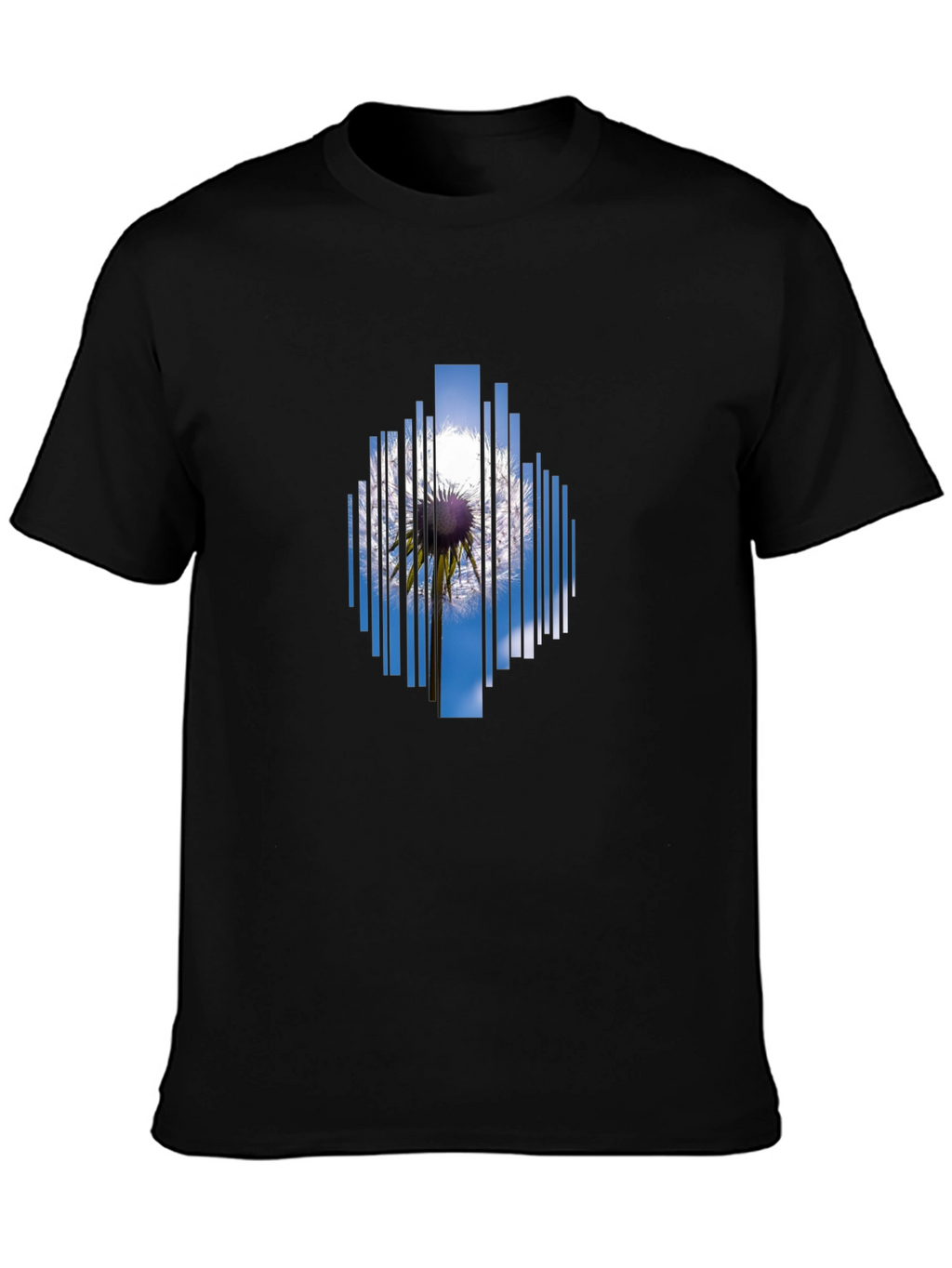 Geometric Dandelion Graphic Black T-Shirt