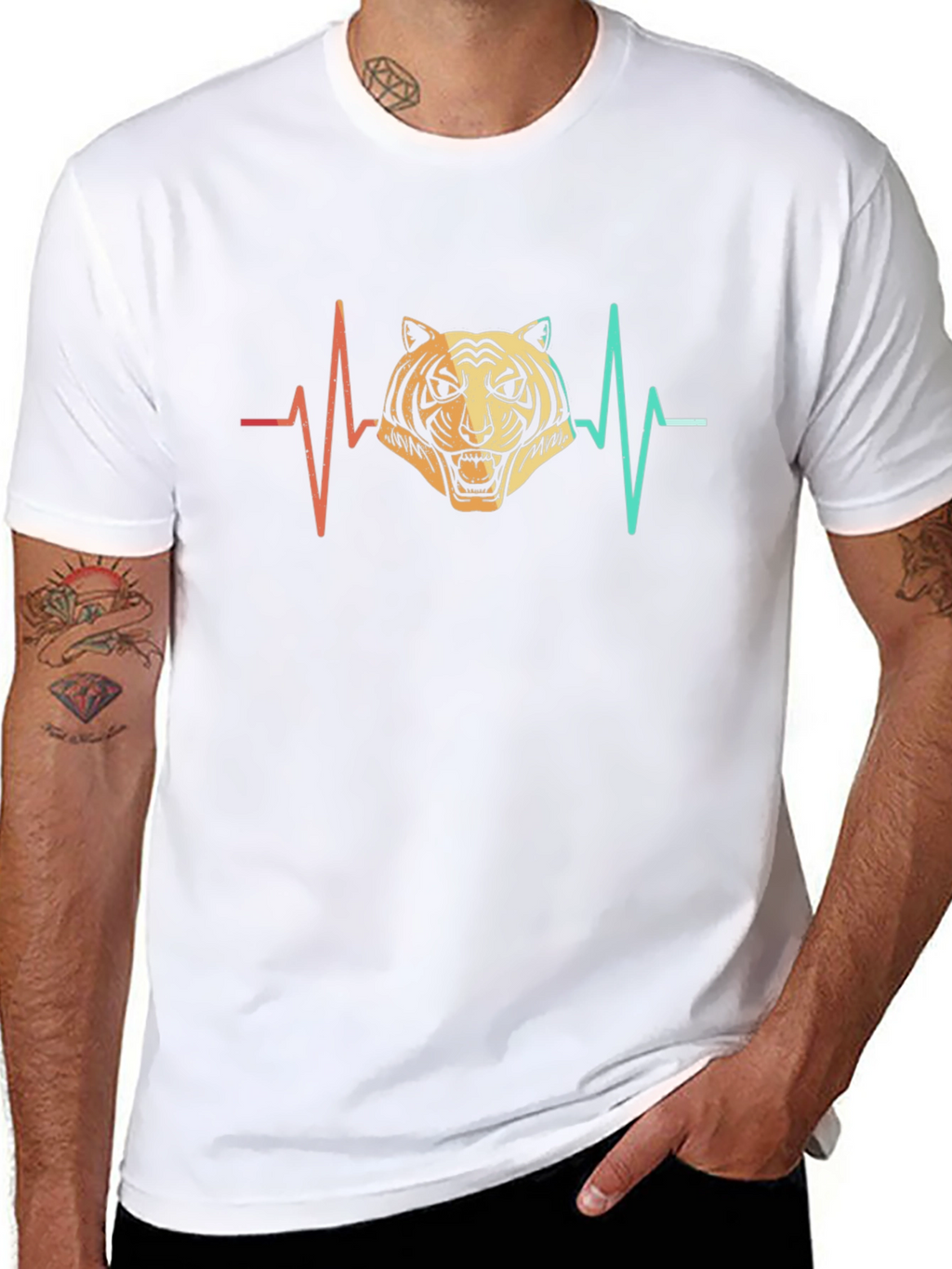 Tiger Heartbeat Graphic Tee - Mens Black T-Shirt