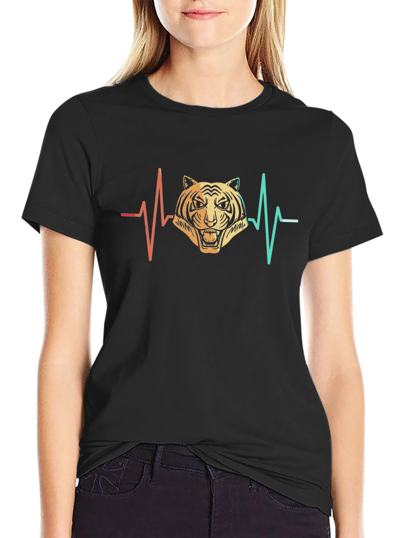 Tiger Heartbeat Graphic Tee - Mens Black T-Shirt