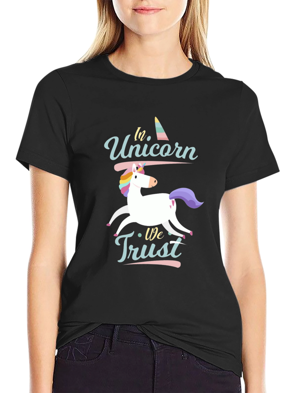 In Unicorn We Trust Black T-Shirt
