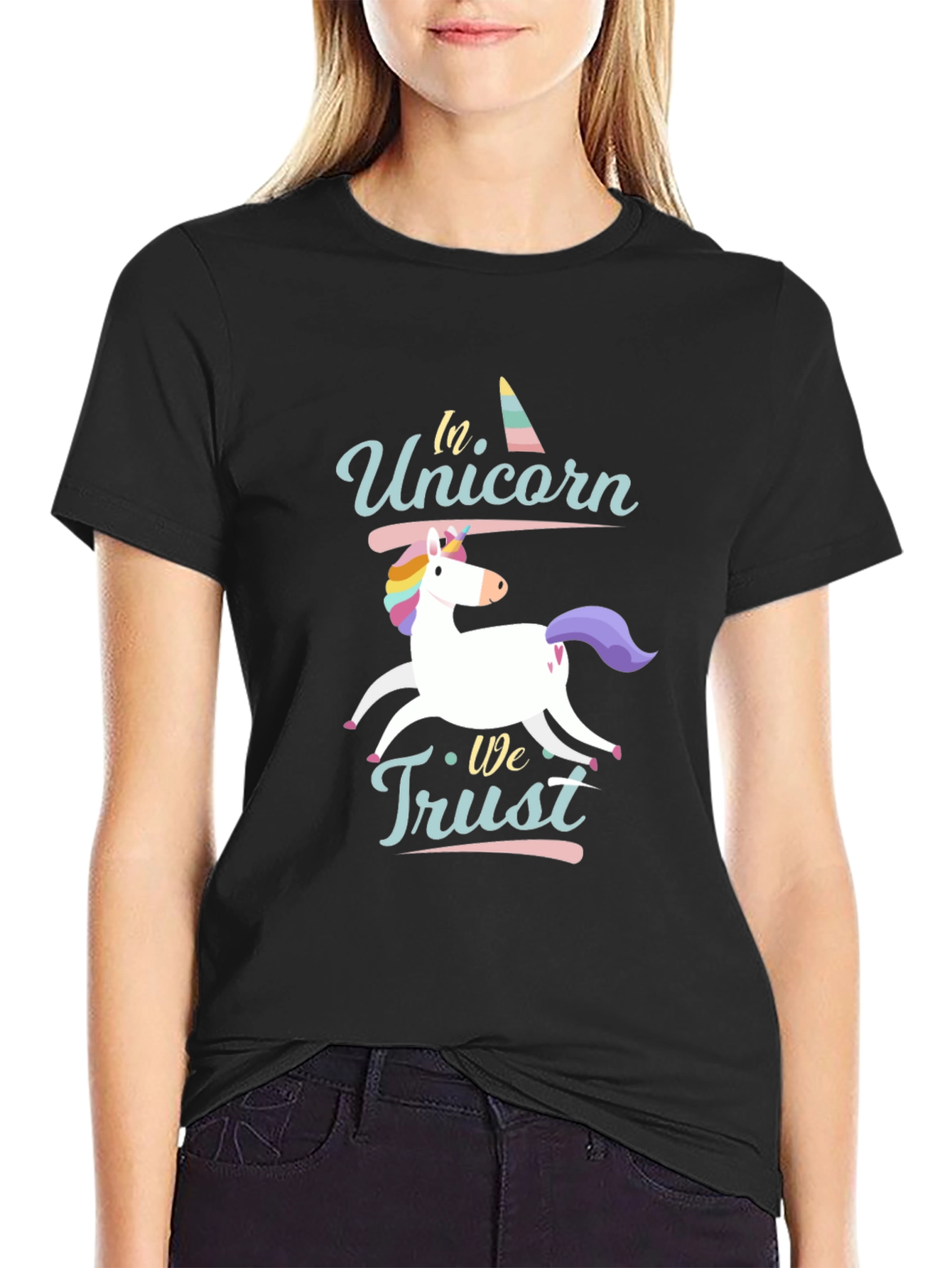 In Unicorn We Trust Black T-Shirt