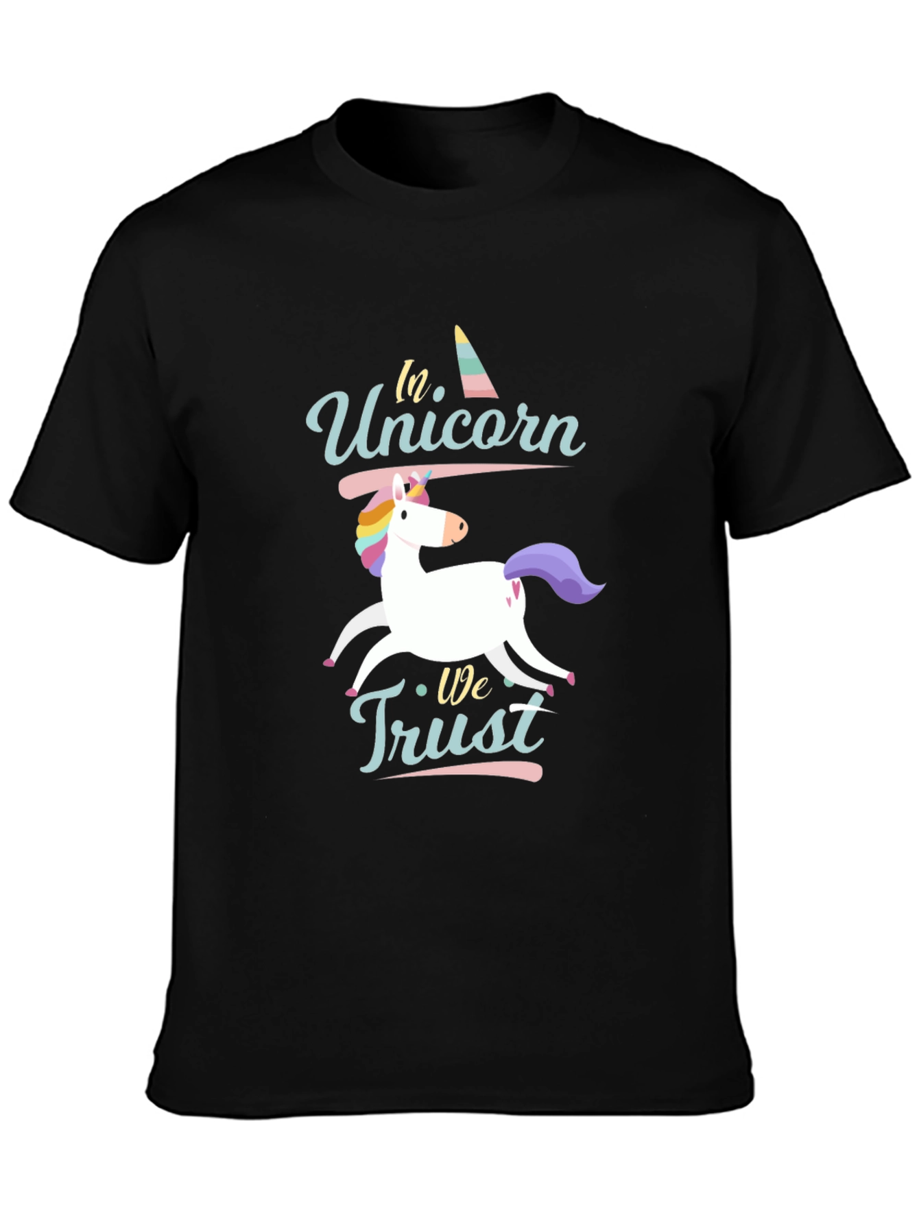 In Unicorn We Trust Black T-Shirt