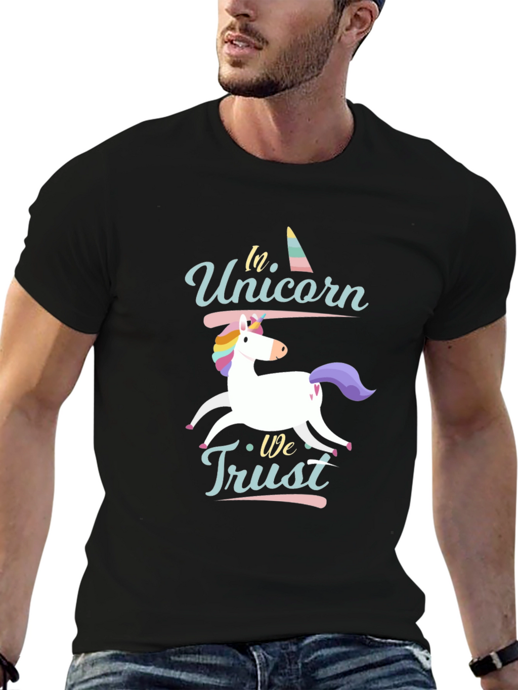 In Unicorn We Trust Black T-Shirt