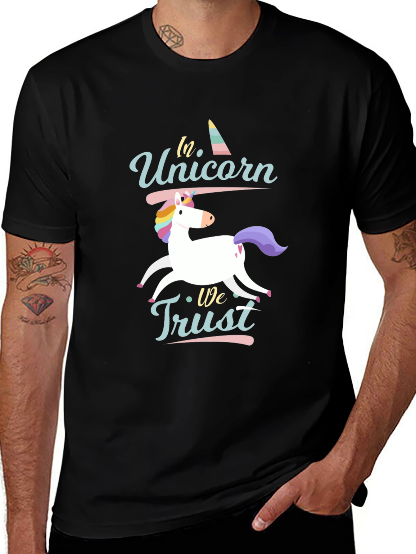 In Unicorn We Trust Black T-Shirt
