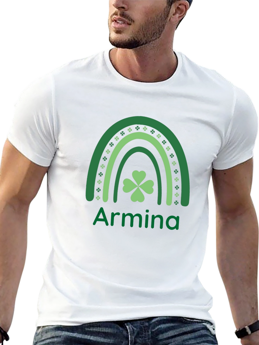Armina St. Patricks Day Rainbow Clover T-Shirt