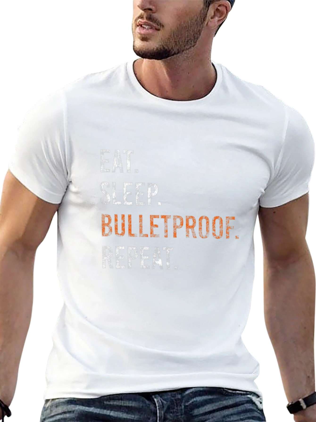 Eat Sleep Bulletproof Repeat Graphic Tee - Black