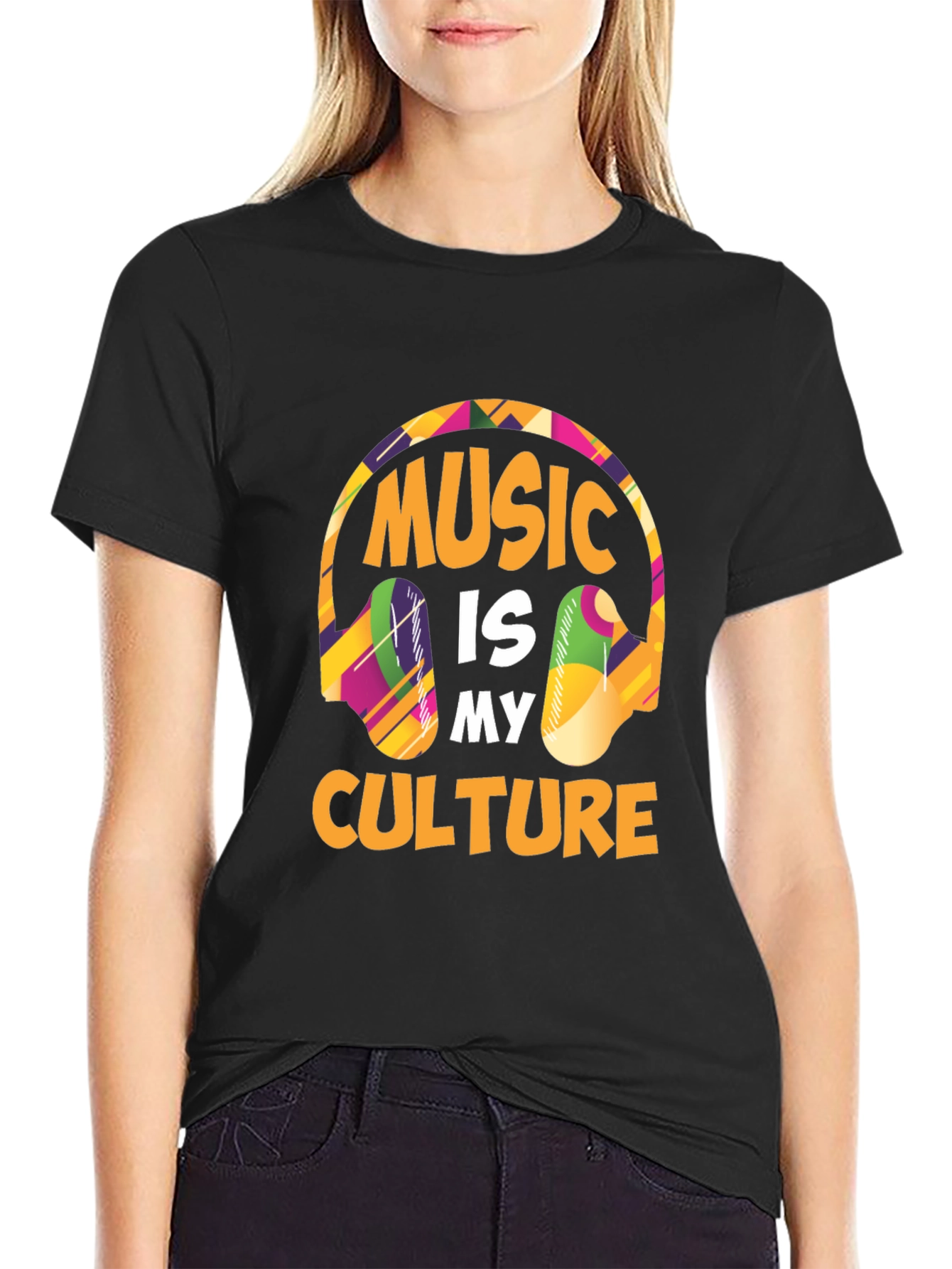 Music is My Culture T-Shirt - Colorful Headphones Design