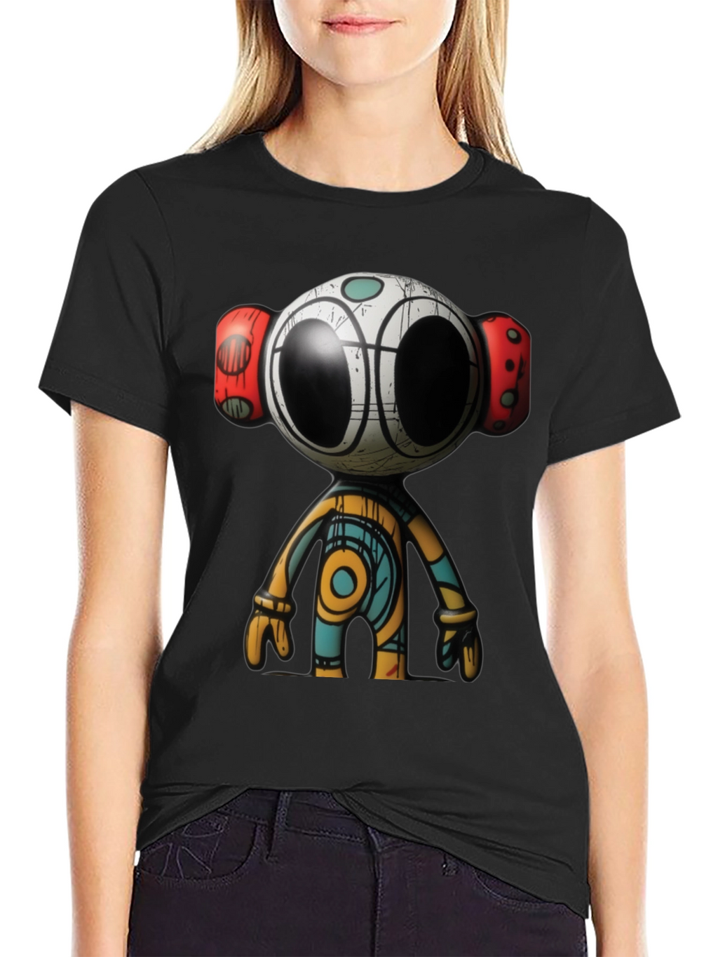 Modern Art Graphic Tee - Unique Robot Design