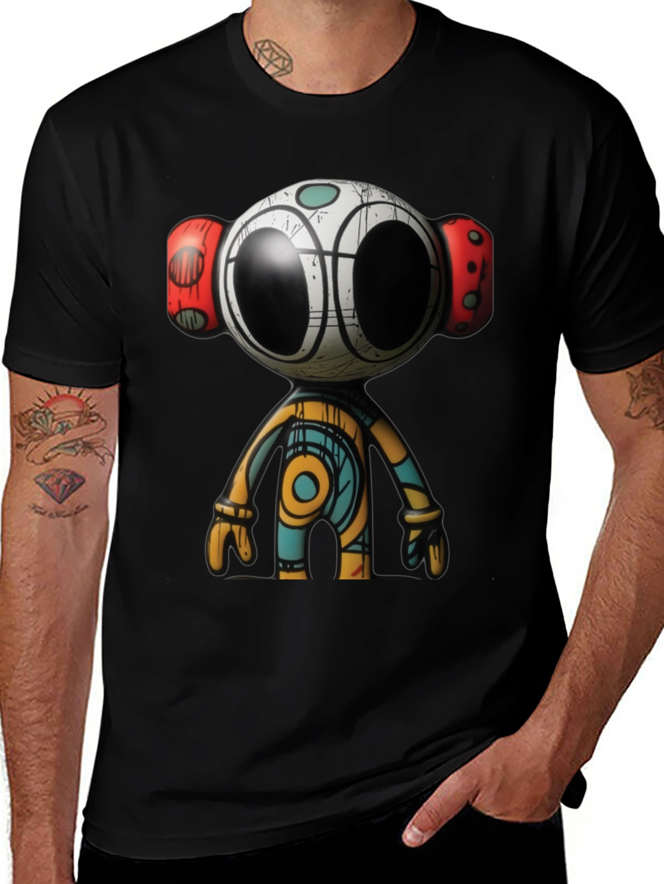 Modern Art Graphic Tee - Unique Robot Design
